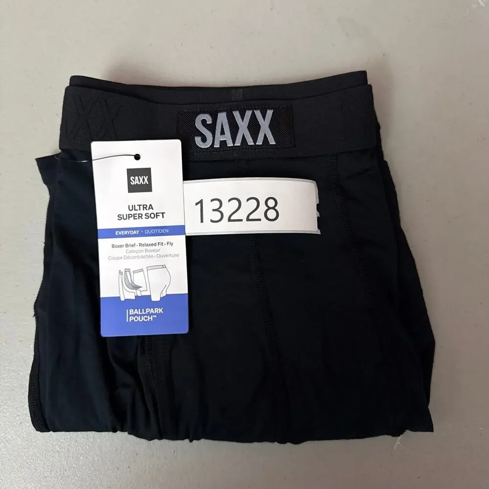 SAXX Boxer Briefs Men 4XL Black Ultra Super Soft BallPark Pouch NWT